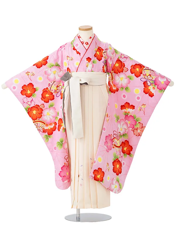 女児卒園袴【刺繍袴】ぼたん　ピンク