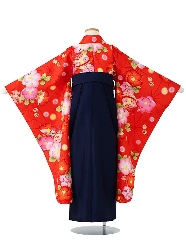 女児卒園袴【刺繍袴】ぼたん　赤