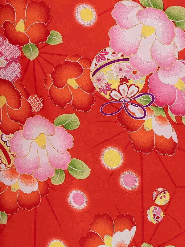 女児卒園袴【刺繍袴】ぼたん　赤