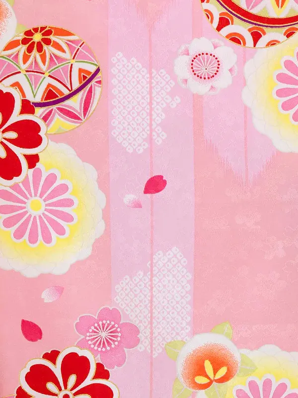 女児卒園袴【刺繍袴】まりに矢絣　ピンク