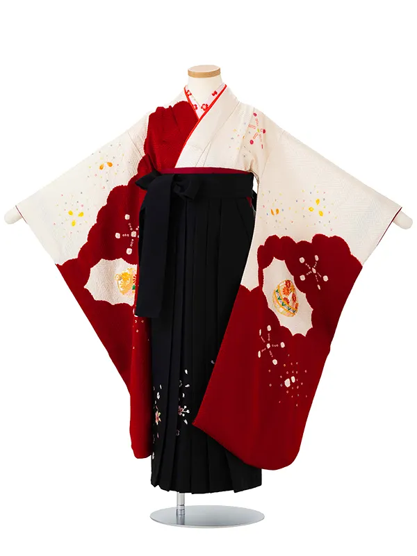 女児卒園袴【正絹】【刺繍袴】【本絞り】白赤