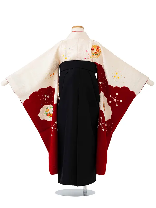 女児卒園袴【正絹】【刺繍袴】【本絞り】白赤