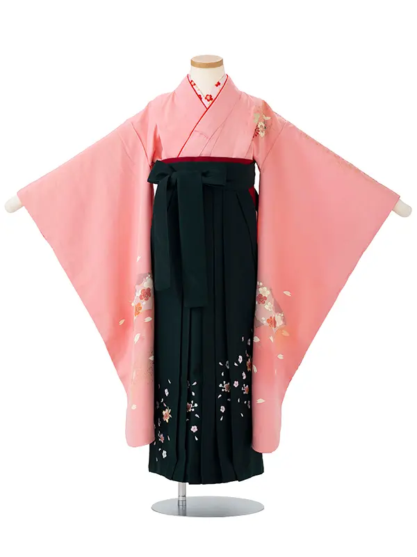 女児卒園袴【正絹】【刺繍袴】【手描友禅】まり　ピンク