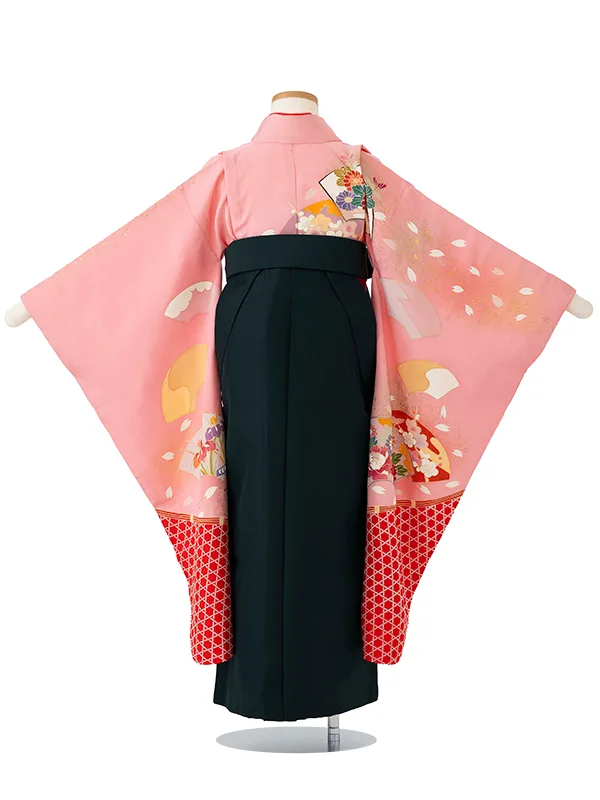 女児卒園袴【正絹】【刺繍袴】【手描友禅】まり　ピンク