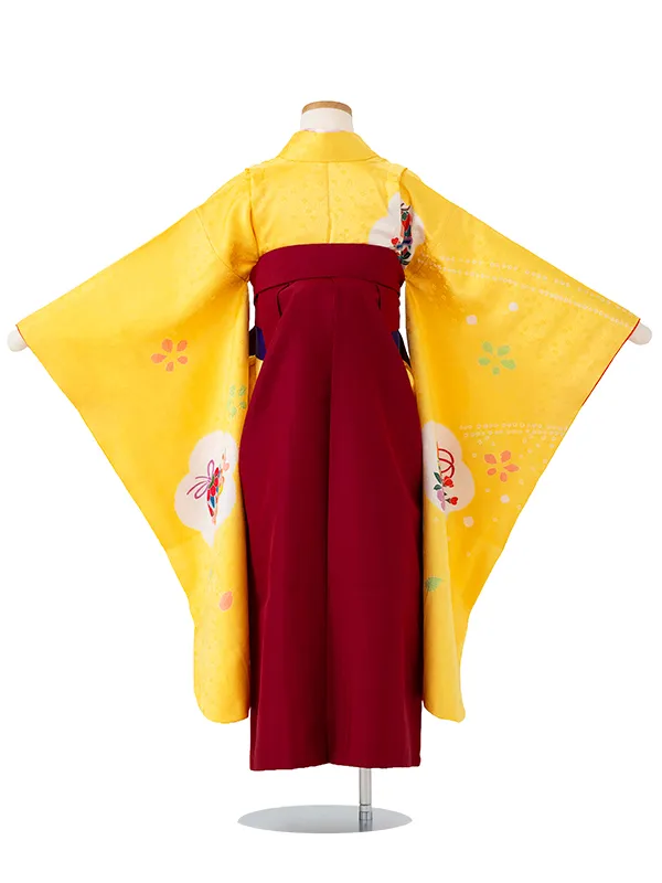 女児卒園袴【正絹】【刺繍袴】【手描友禅】【本絞り】まり　黄色