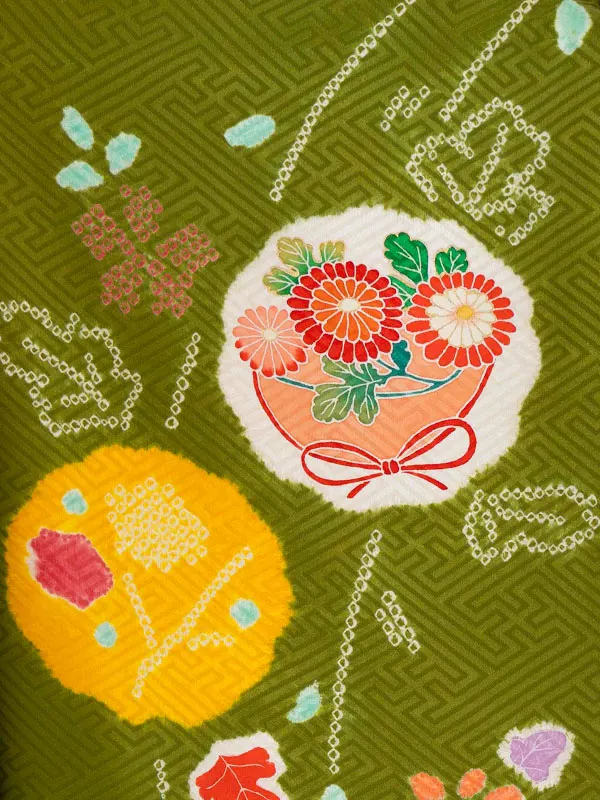 女児卒園袴【正絹】【刺繍袴】【手描友禅】【本絞り】抹茶