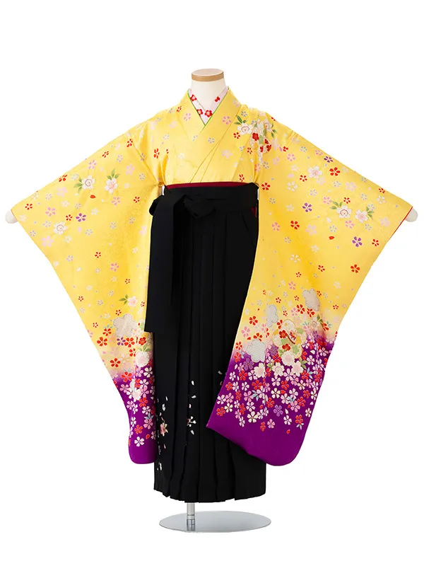 女児卒園袴【正絹】【刺繍袴】鈴に小花　クリーム