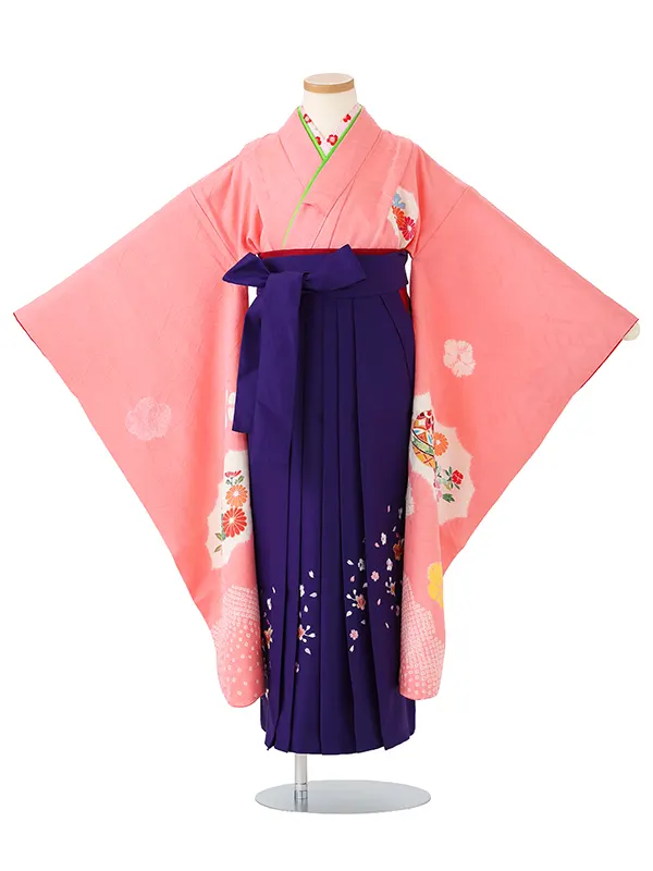 女児卒園袴【正絹】【刺繍袴】【本絞り】【手描友禅】まりに小桜　ピンク