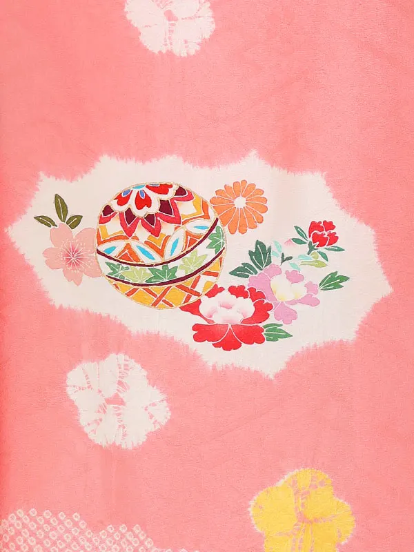 女児卒園袴【正絹】【刺繍袴】【本絞り】【手描友禅】まりに小桜　ピンク