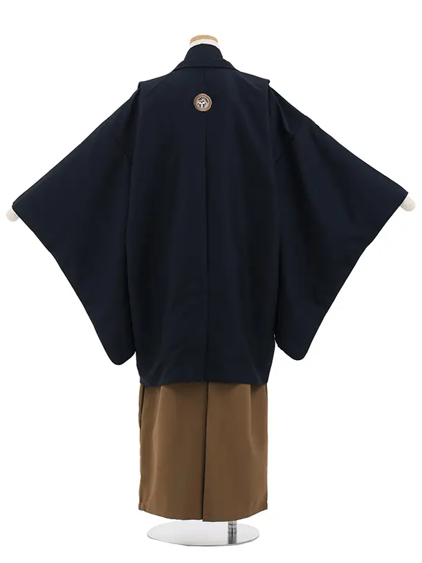 【レンタル】小学校 卒業式 男の子 袴100R 紺紋付×茶　