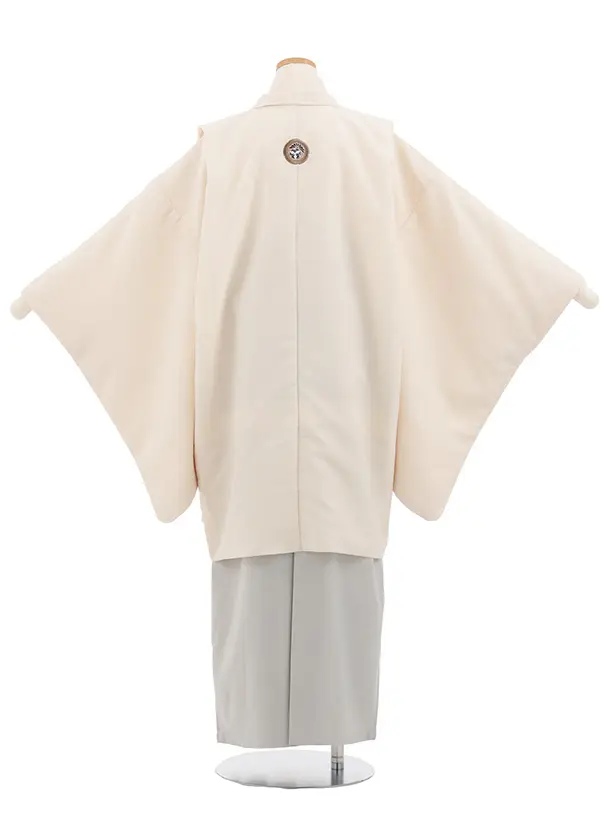 【レンタル】小学校 卒業式 男の子 袴102R 白紋付×グレー　