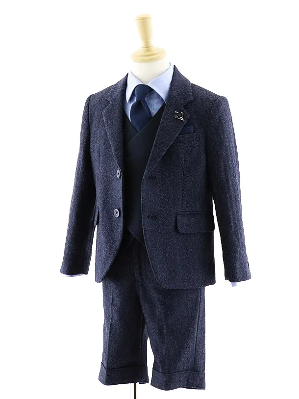 【レンタル】[男児スーツ]半ズボン ダブルベスト付きツイード 0068