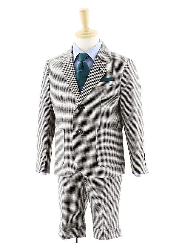 【レンタル】[男児スーツ]半ズボン 千鳥格子スーツ 0069 100㎝～