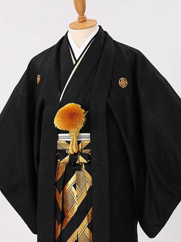 男性用袴　黒菱4170124　紋袴黒金