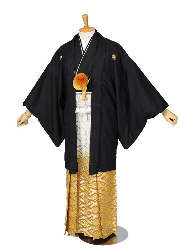 男性用袴　黒菱141807　紋袴菱　ファーショール付