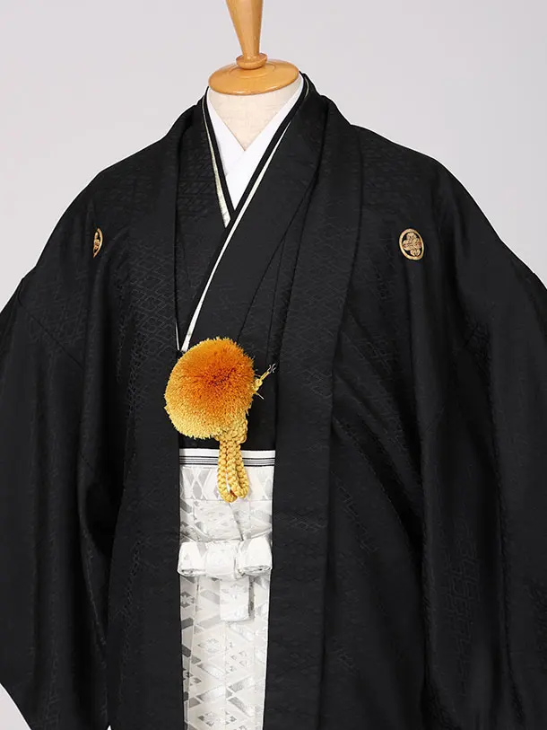 男性用袴　黒菱141807　紋袴菱　ファーショール付