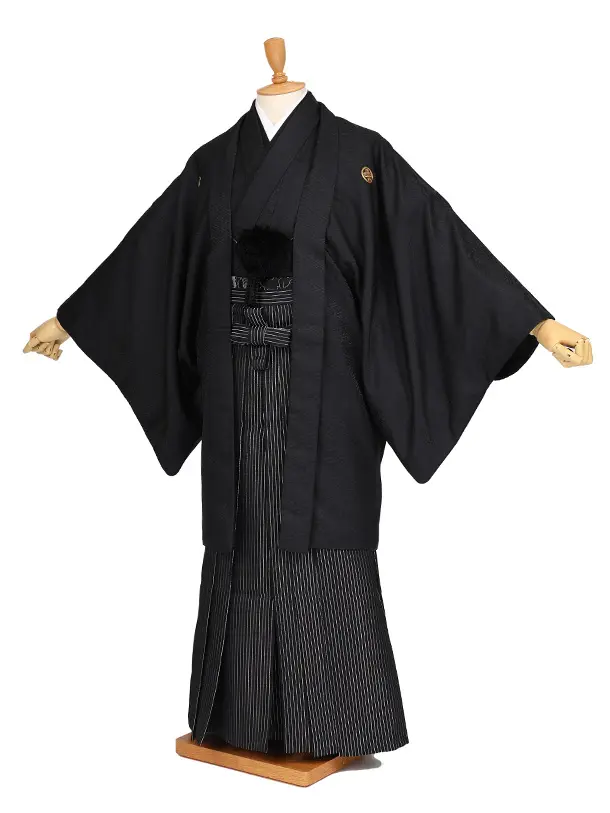 男性用袴　黒菱1717594　紋袴縞　ファーショール付
