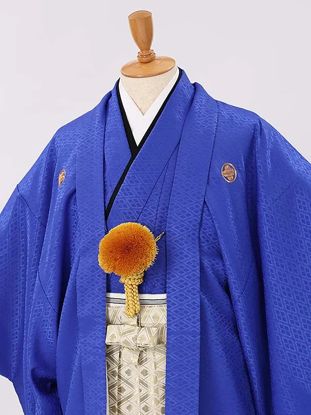 男性用袴　ブルー117047　紋袴菱