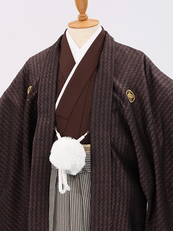 男性用袴　ジオメトリック茶17586