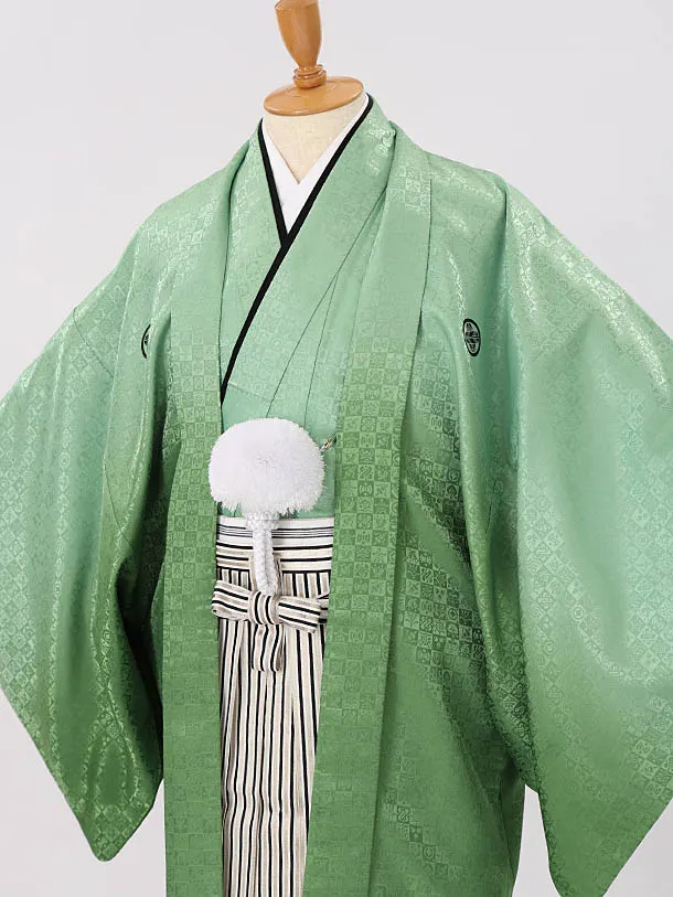 男性用袴　グラデ2緑ぼかし1704　縞袴