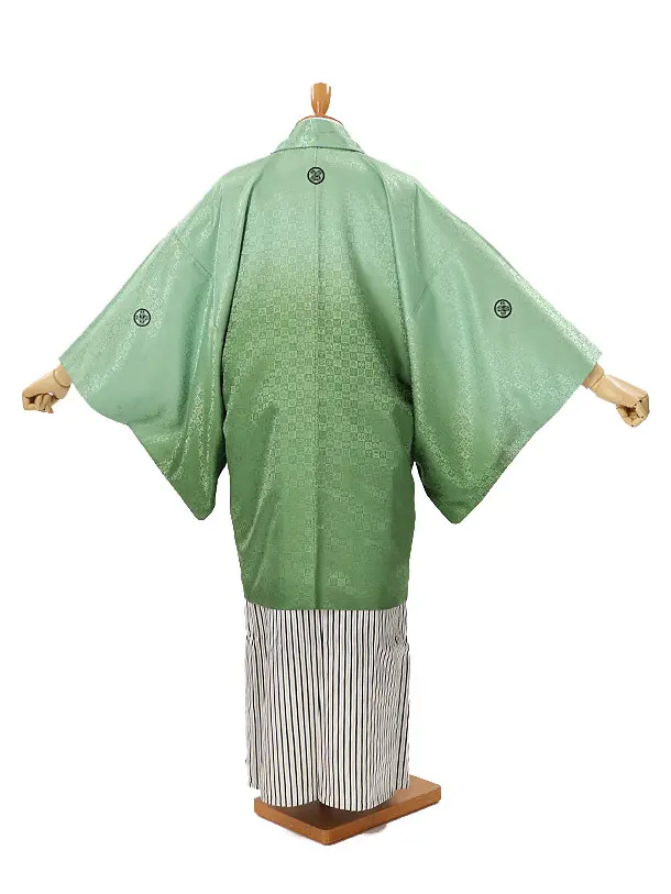 男性用袴　グラデ2緑ぼかし1704　縞袴
