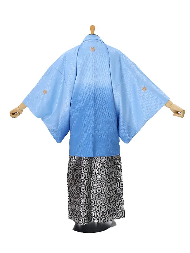 男性用袴　水色317019グラデーション　紋袴亀甲