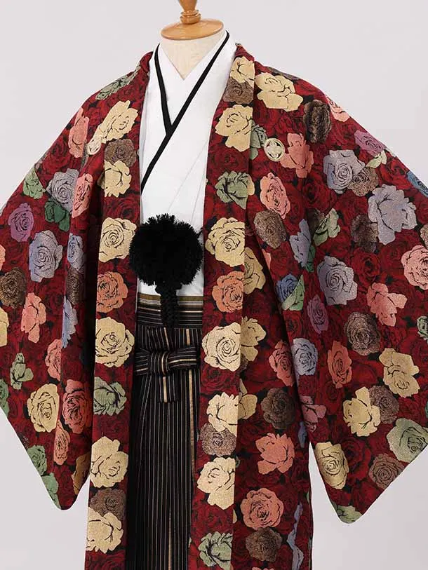 男性用袴　バラ尽くし175110　縞袴