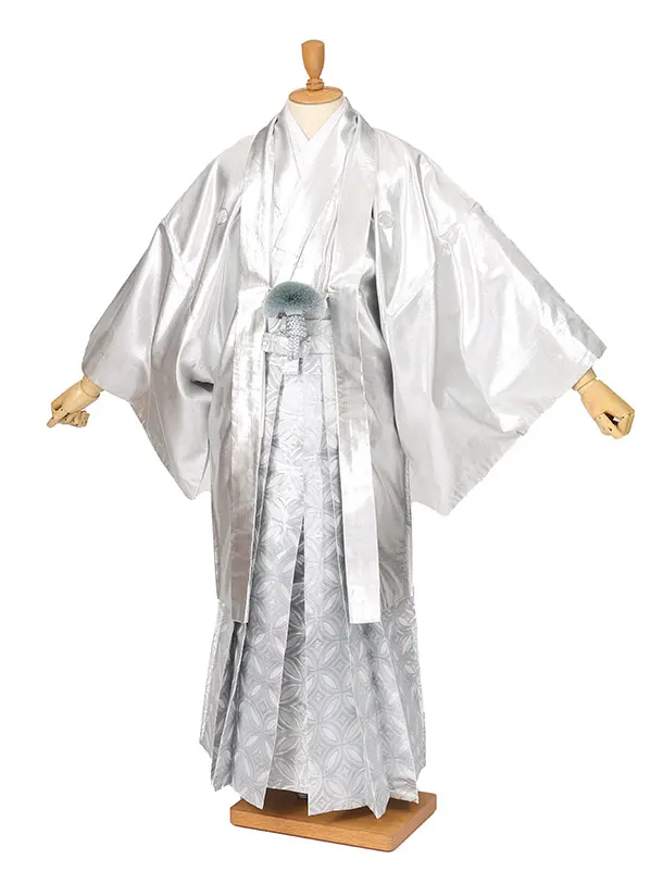 男性用袴　シルバー2175113　紋袴七宝　ファーショール付