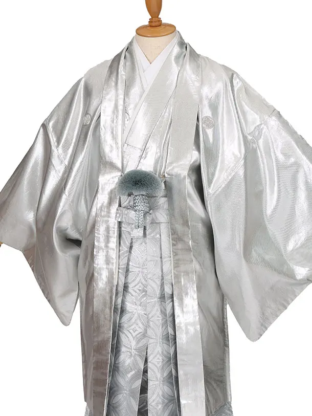 男性用袴　シルバー2175113　紋袴七宝　ファーショール付