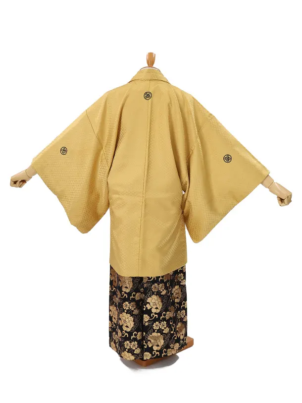 男性用袴　黄色116576　紋袴花唐草