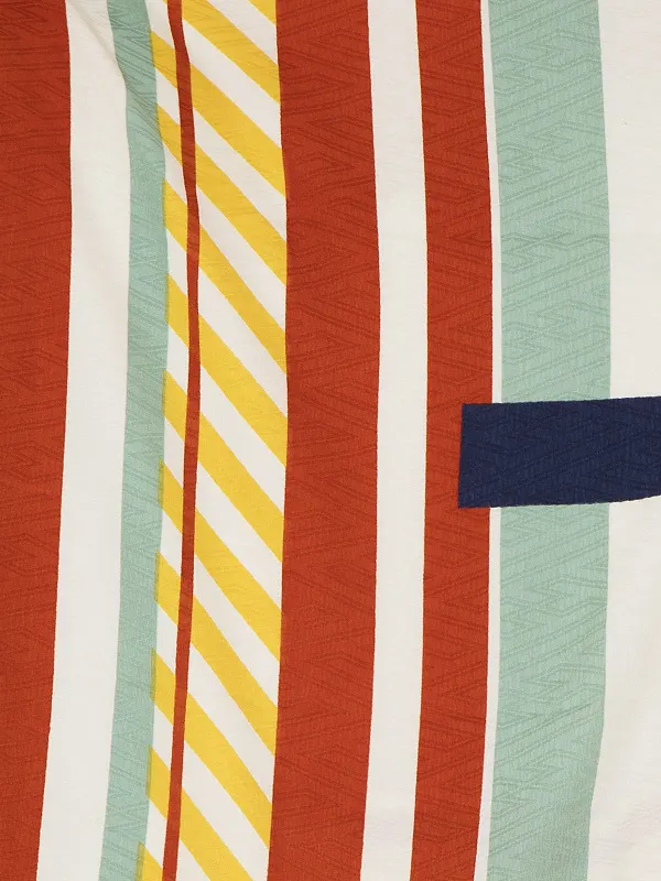 卒業袴レンタル A417 アイボリー地紗綾形文縦縞×グレーレース袴