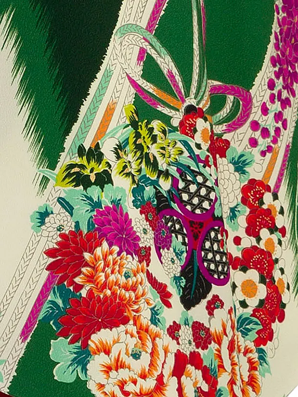 卒業袴レンタル A571 緑地ブーケ×レンガ袴