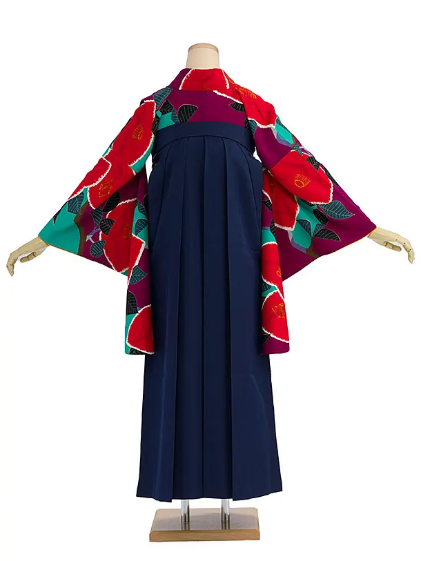 卒業袴レンタル A574 紫地椿×紺袴