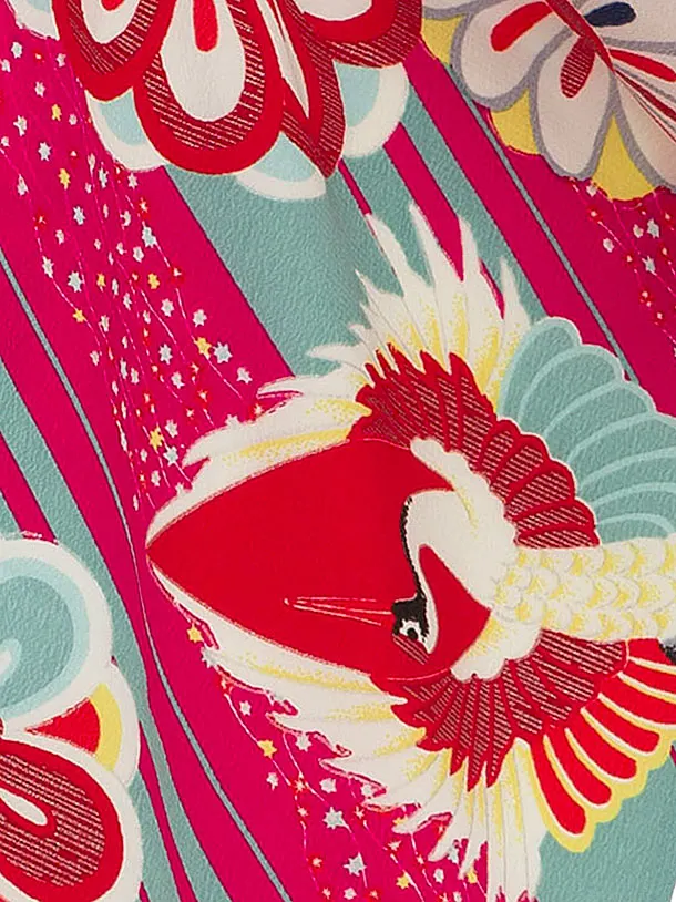 卒業袴レンタル A577 ピンク地鶴菊×紺袴