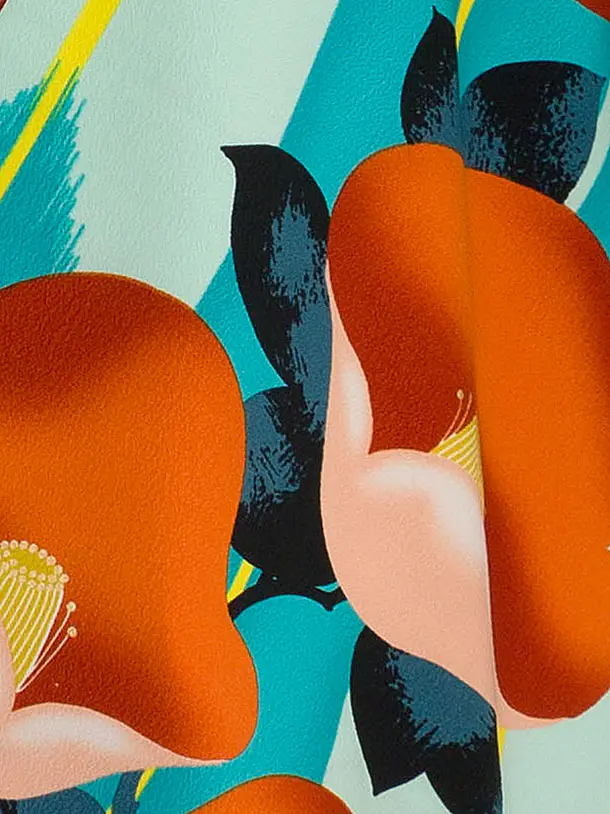 卒業袴レンタル A591 水色地大椿×淡ベージュ袴