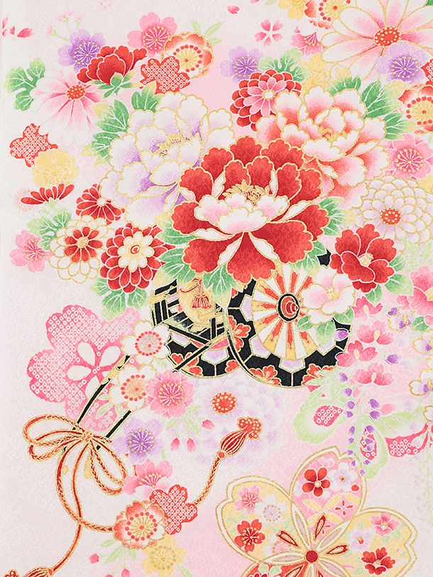 女児産着 お宮参りレンタル 1352 白地桜文花づくし