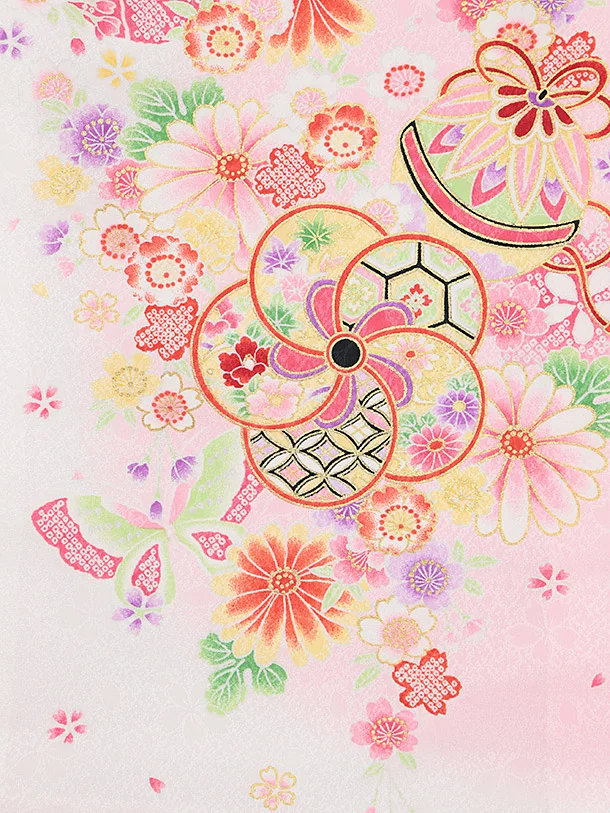 女児産着 お宮参りレンタル 1352 白地桜文花づくし