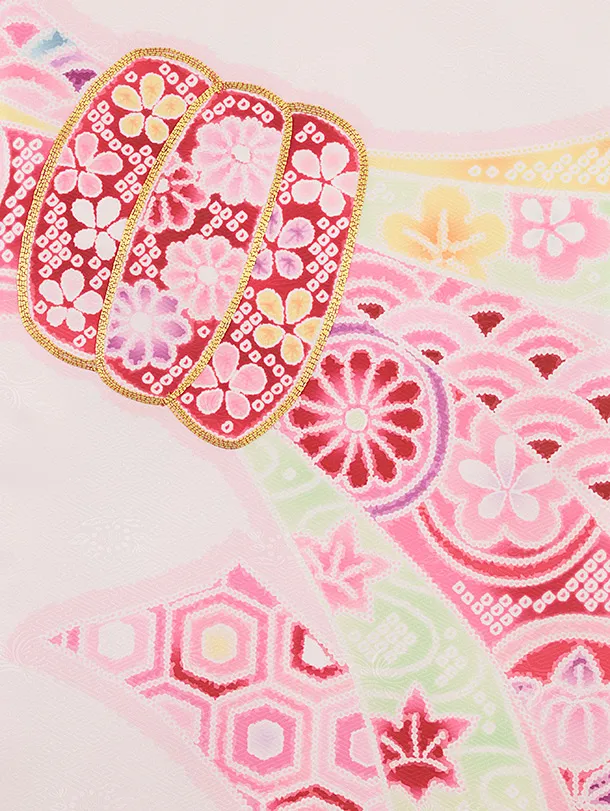 女児産着 お宮参りレンタル 1359 白地紗綾形文束ねのし