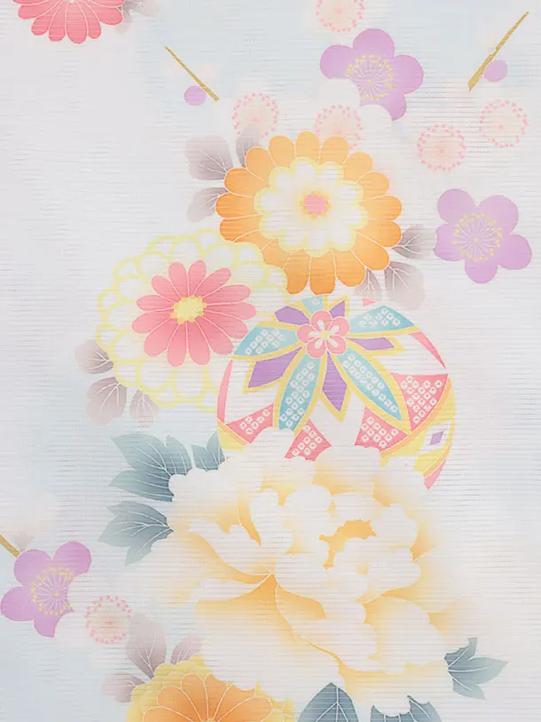 女児産着 お宮参りレンタル 1360 白地花柄【夏用・絽】