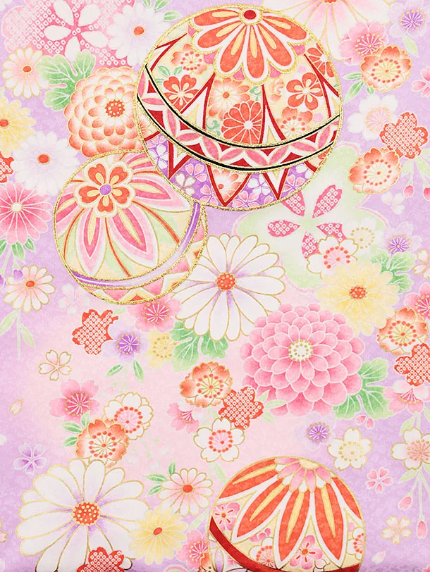 女児産着 お宮参りレンタル 1379 ラベンダー地毬菊桜