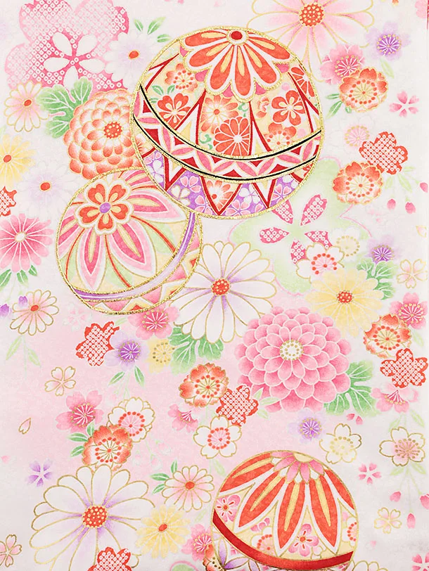 女児産着 お宮参りレンタル 1382 白地毬菊桜