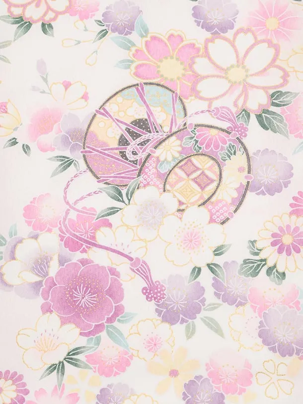 女児産着 お宮参りレンタル 1385 白地 毬花づくし