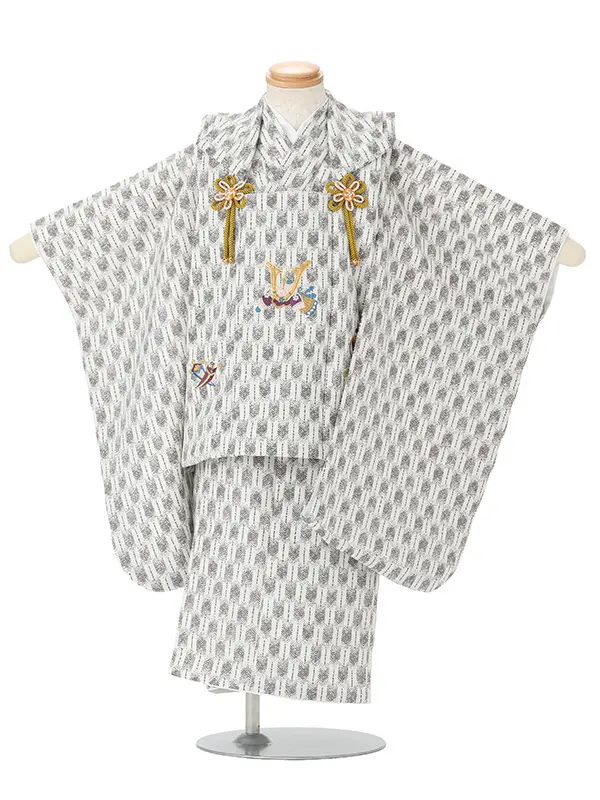七五三(3歳男児被布)3405 白矢絣かぶと×白矢絣