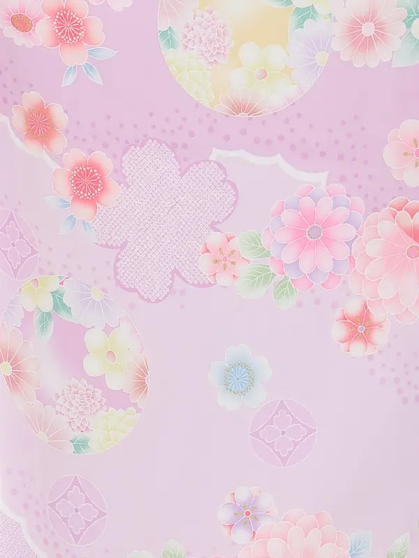七五三(2歳女児被布)3383 白紗綾形文束ねのし刺繍×ラベンダー紗綾形文花づく