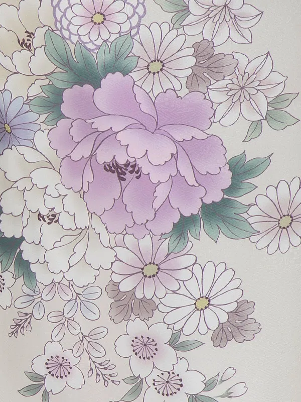 七五三(3歳女児被布)A093 白ぼたん×淡ベージュ花づくし