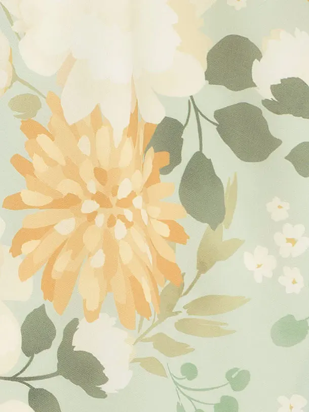 七五三(3歳女児被布)A098 ベージュ無地×ミント花づくし