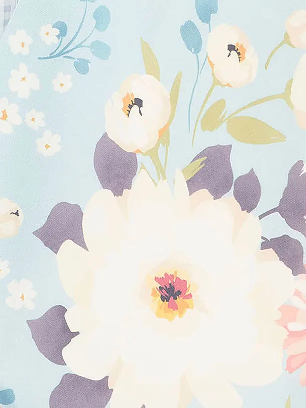 七五三(3歳女児被布)A099 水色ギンガムチェック×水色花づくし