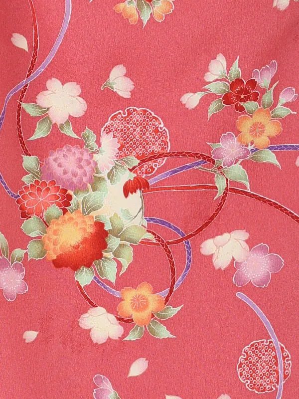 七五三(3歳女児被布)A128 白梅竹×淡エンジ菊桜