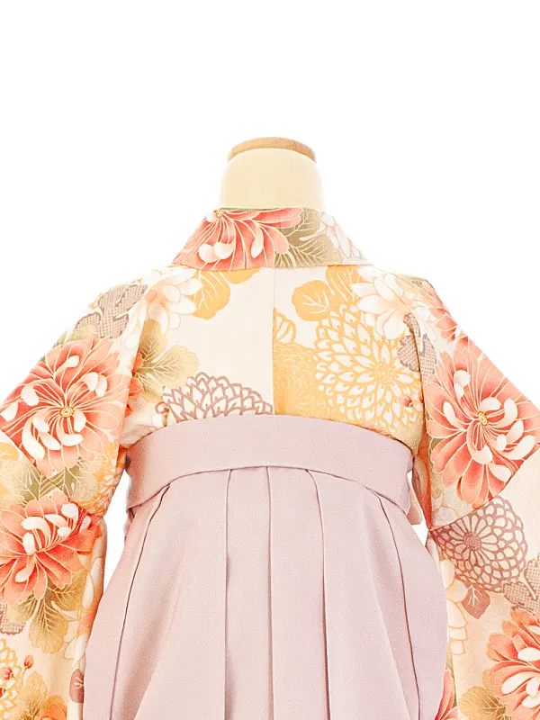 卒業式袴 D0039 ベージュ 乱菊×薄ピンク袴