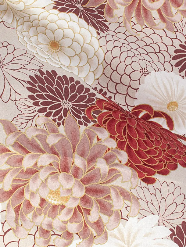 卒業式袴 D0054 ベージュ 乱菊 百華 ×ブラウンぼかし袴